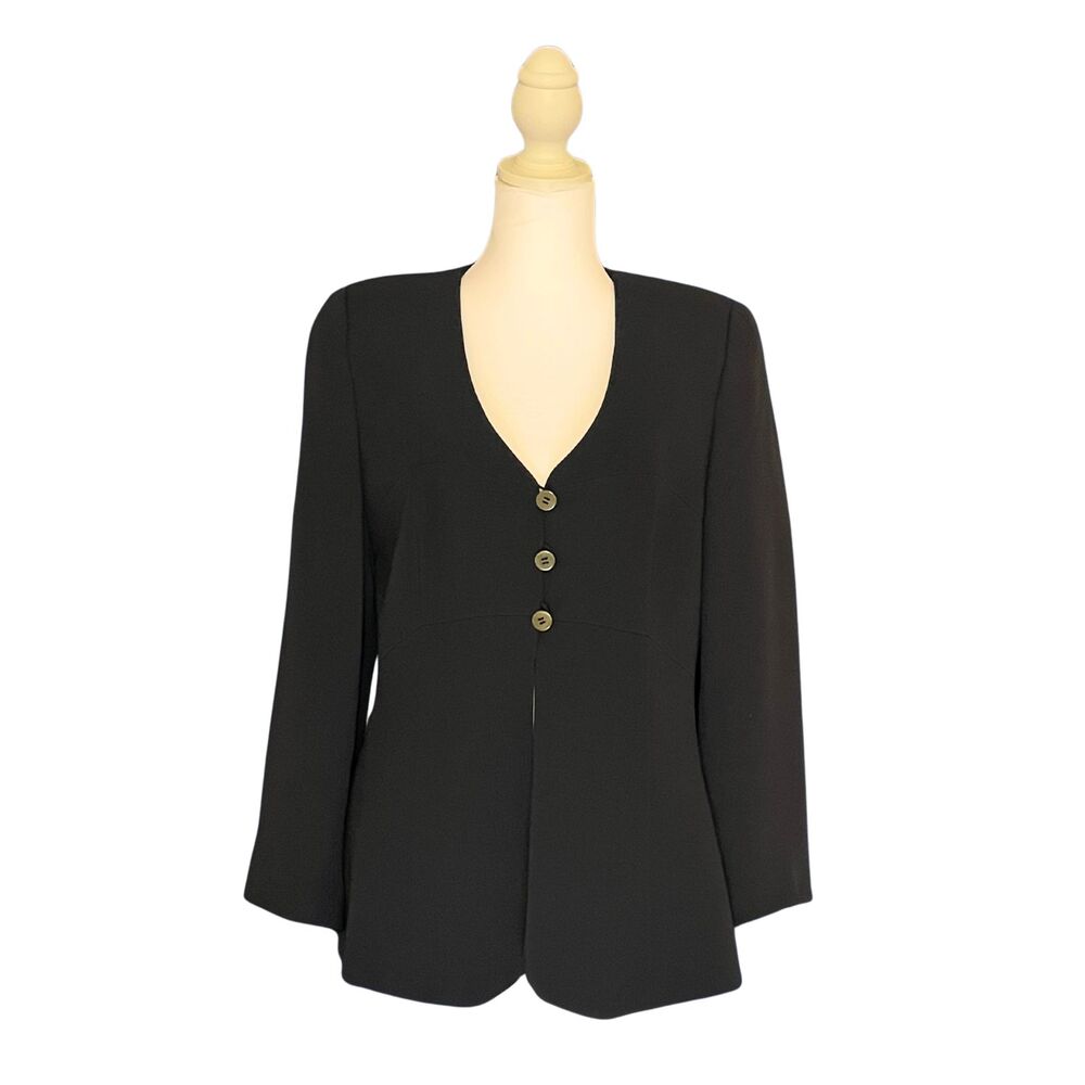 Vintage Giorgio Armani Mainline Black/Near-Black Womens Blazer | 90s Black Label
